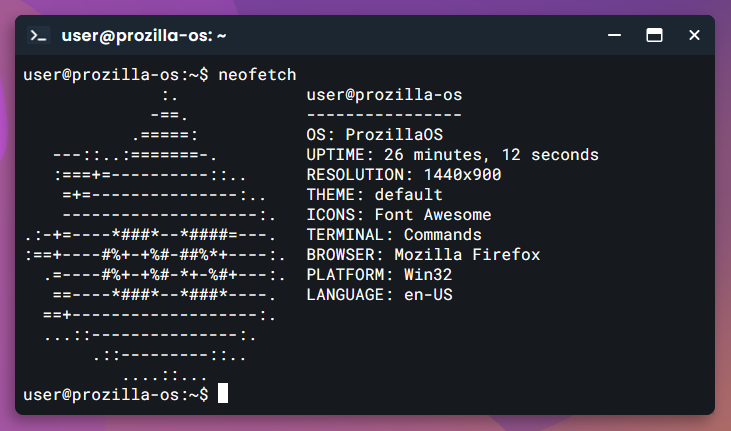 Terminal window with neofetch command
